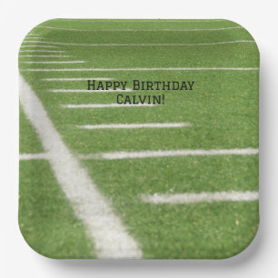 Teen Birthday Yard Lines Green Football Field Paper Plates