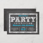 Teen Boy Birthday Invitation, Chalkboard, Blue