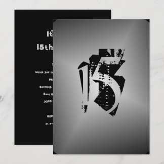 Teen Boy Birthday Party Black Silver Invitation