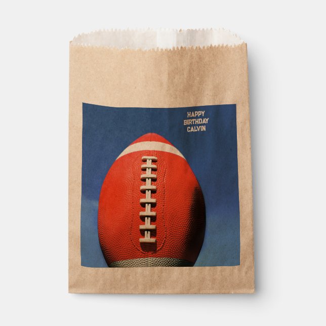 Teen Boy Blue Sky Orange Football Favor Bag (Front)
