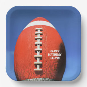 Teen Boy Blue Sky Orange Football Paper Plates