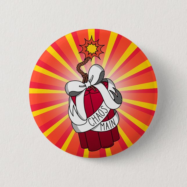Teen Boy Chaos Main Gamer Red Cartoon Dynamite Button (Front)