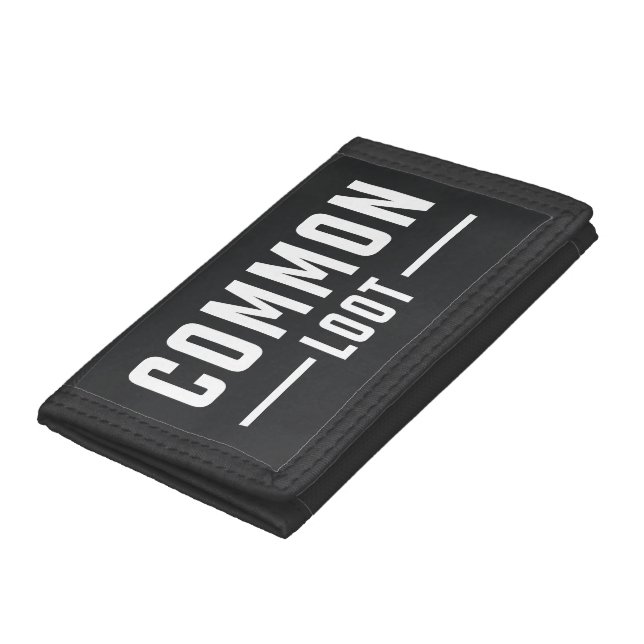 Teen Boy Common Loot Gamer Gray Lettering Trifold Wallet (Bottom)