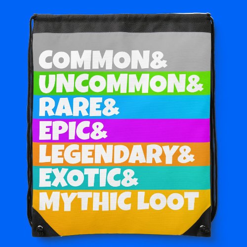 Teen Boy Gamer Loot Rainbow Slogan List Drawstring Bag