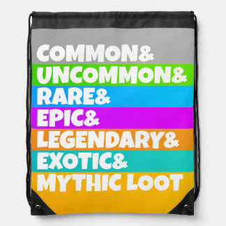 Teen Boy Gamer Loot Rainbow Slogan List Drawstring Bag