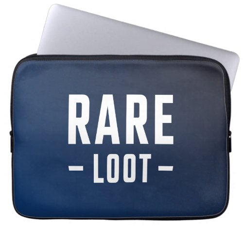 Teen Boy Gamer Rare Loot Blue Typography Laptop Sleeve