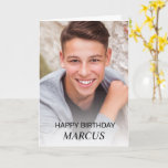 Teen Boy Happy Birthday Photo Parents Siblings  Card<br><div class="desc">"Happy birthday" greeting card for teen boys from their parents and siblings,  personalized with his photo and name.  The inside of this card gives you space to place additional photos and to add your own special message.  Everything on this card is editable.  Contact me for assistance with your customization.</div>