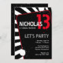 Teen Boy Party Invitation | Black, White and Red