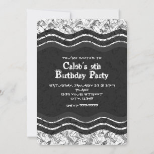 Teen Boy White & Grey Abstract Grunge Invitations