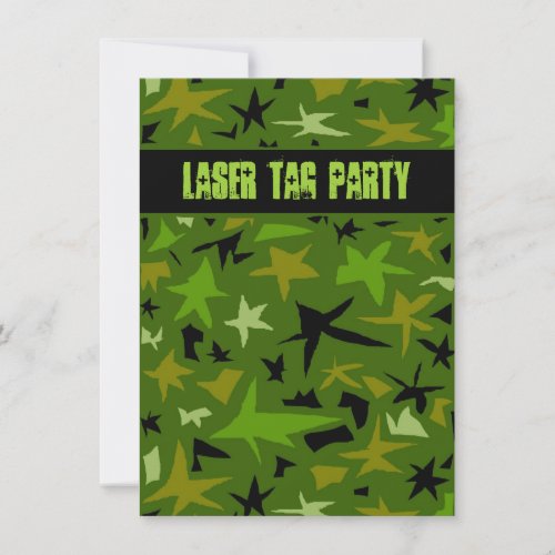 Teen Boys Birthday Camo Stars Party Invitation