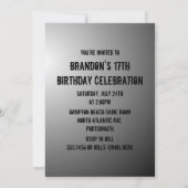 Teen Boys Black and Gray Custom Birthday Invite (Back)