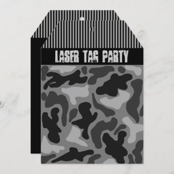 Teen Boys Black Camo Laser Tag Party Invitation by PartyPrep at Zazzle