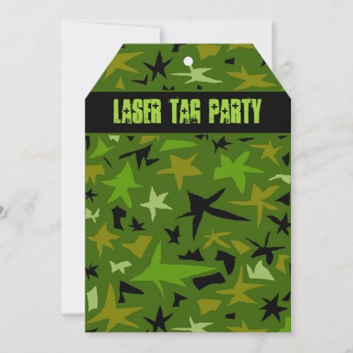 Teen Boys Camo Stars Laser Tag Party Invitation