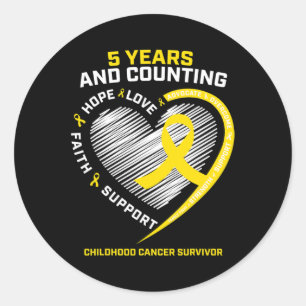Teen Boys Girls Kids 5 Years Gold Childhood Cancer Classic Round Sticker