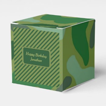 Teen Boys Green Camo Birthday Party Gift Box by PartyPrep at Zazzle