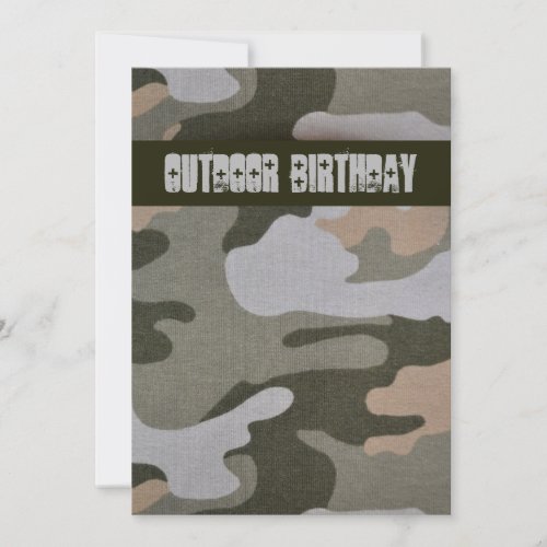 Teen Boys Outdoor Camo Birthday Party Invitation