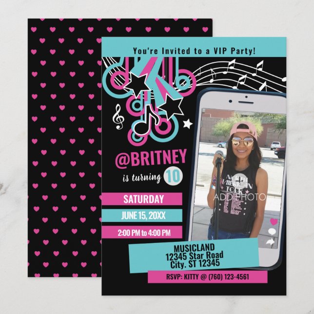 Teen Dance Party Photo Birthday Invitation (Front/Back)