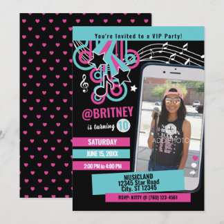 Teen Dance Party Photo Birthday Invitation