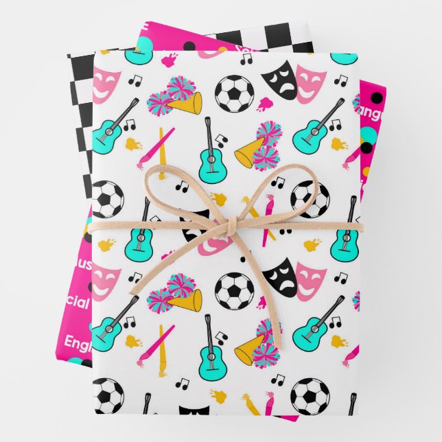 Teen Dream Cheerleader Pattern  Wrapping Paper Sheets (In situ)