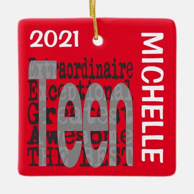 Teen Extraordinaire CUSTOM Ceramic Ornament (Front)