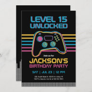  Teen Gaming Gamer Boy Video Game Player Birthday Invitation