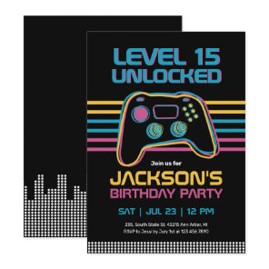 Teen Gaming Gamer Boy Video Game Player Birthday Invitation