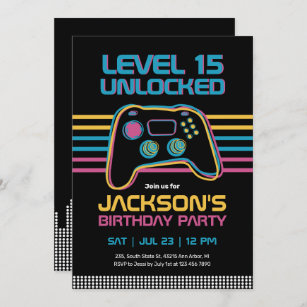  Teen Gaming Gamer Boy Video Game Player Birthday Invitation