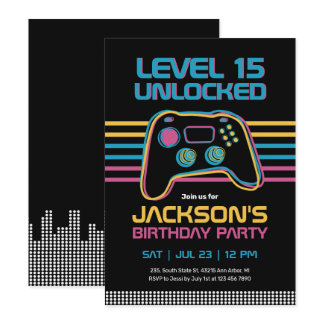 Teen Gaming Gamer Boy Video Game Player Birthday Invitation