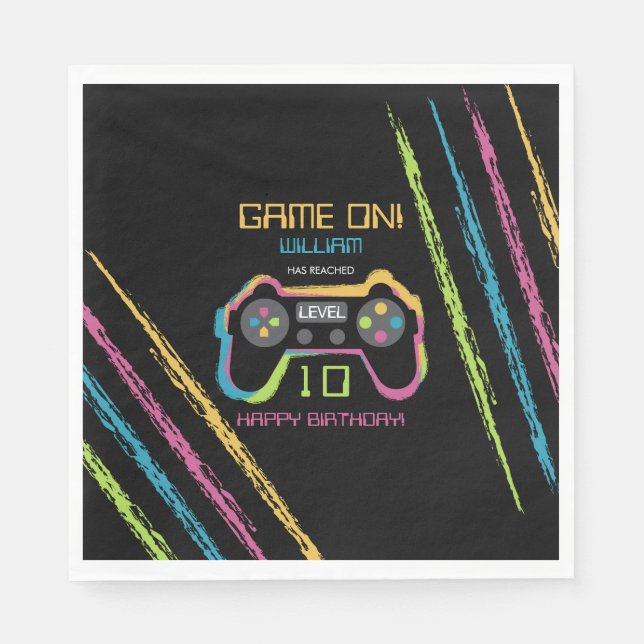 Teen Gaming Gamer Video Game Player Birthday Napkins (Front)