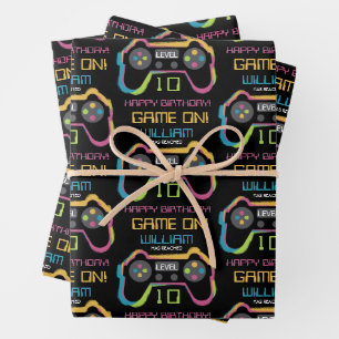 Teen Gaming Gamer Video Game Player Birthday Wrapping Paper Sheets