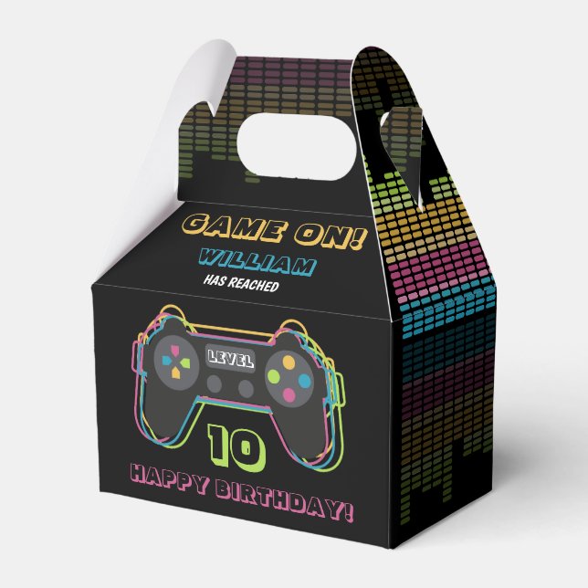 Teen Gaming Gamer Video Game Player Retro Birthday Favor Boxes (Front Side)