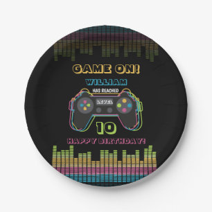Teen Gaming Gamer Video Game Player Retro Birthday Paper Plates