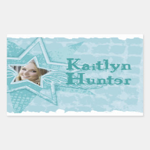 Teen girl aqua blue id name label sticker