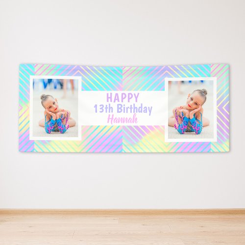 Teen Girl Custom Photo Colorful Birthday Banner