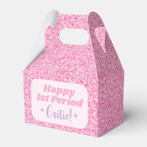Teen Girl Cute Pink Glitter First Period Party  Favor Boxes
