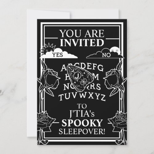 Teen Girl Gothic Black Talking Board Sleepover Invitation