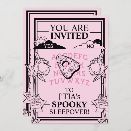 Teen Girl Gothic Pastel Pink Spooky Sleepover Invitation