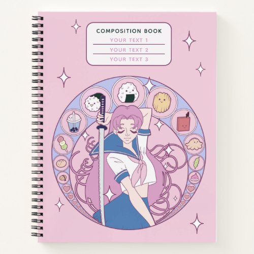 Teen Girl Japanese Pink Anime Art Nouveau School Notebook