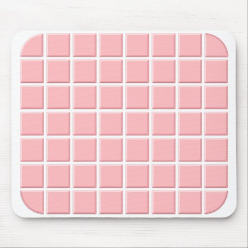 Teen Girl Light Pink White Square Tiles Mouse Pad