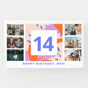 Teen Girl Photo Collage Happy Birthday Party Banner