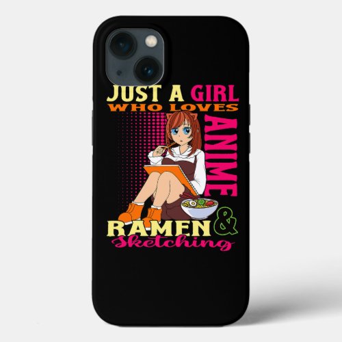 Teen Girl Trendy Cute Anime Ramen Bowl Loves Anime iPhone 13 Case