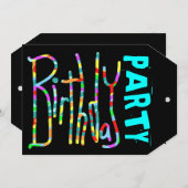 Teen Girl's Funky Black Birthday Party Invitations (Front/Back)