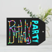 Teen Girl's Funky Black Birthday Party Invitations (Standing Front)