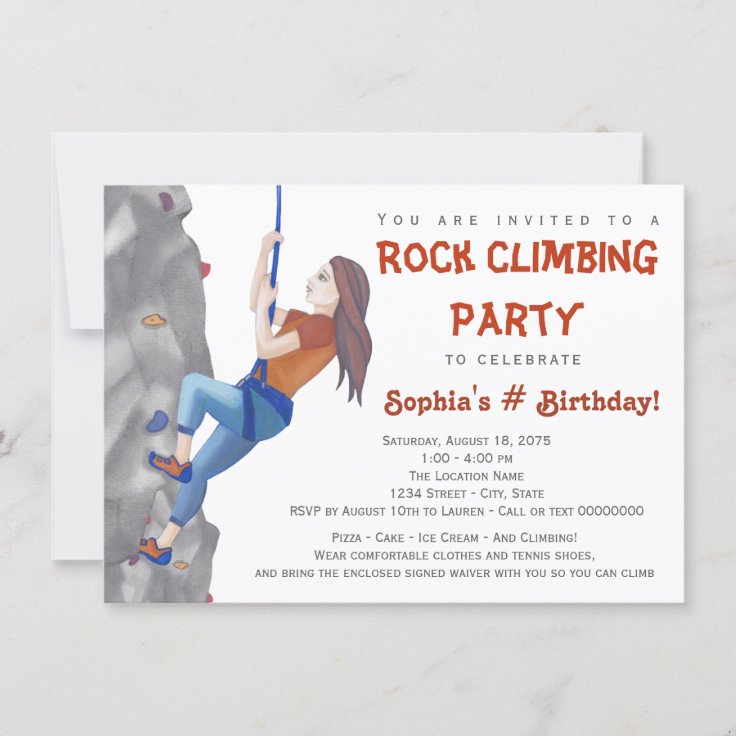 Teen Girls Rock Climbing Birthday Party Invitation Zazzle
