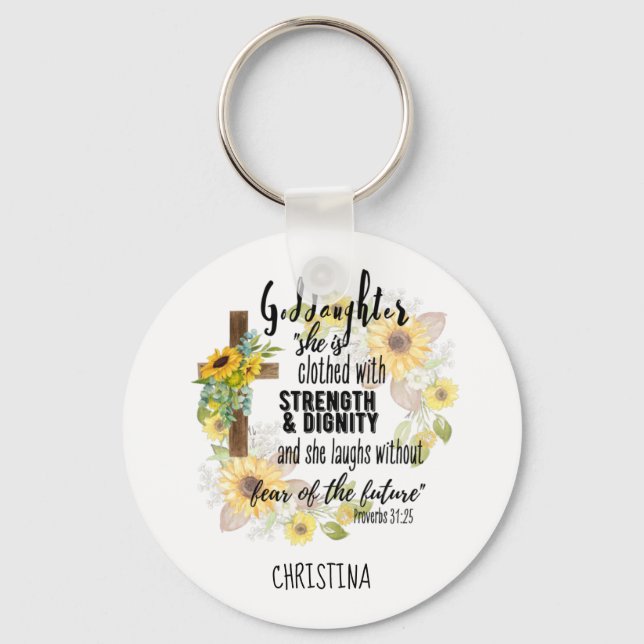 Teen Goddaughter Gift - Personalized Proverb Quote Keychain (Front)