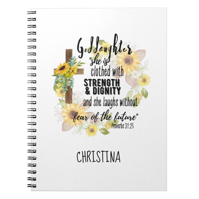 Teen Goddaughter Gift - Personalized Proverb Quote Notebook (Front)