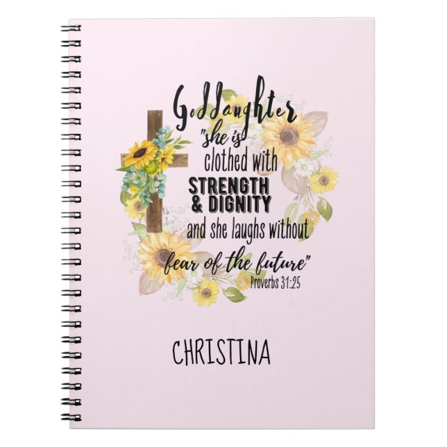 Teen Goddaughter Gift - Personalized Proverb Quote Notebook (Front)