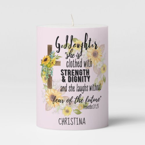 Teen Goddaughter Gift _ Personalized Proverb Quote Pillar Candle