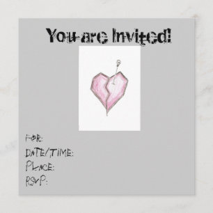 Teen Heart Skull Invitations Birthday/ any occas