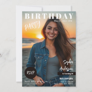 Teen Magazine Cover Birthday Invitation